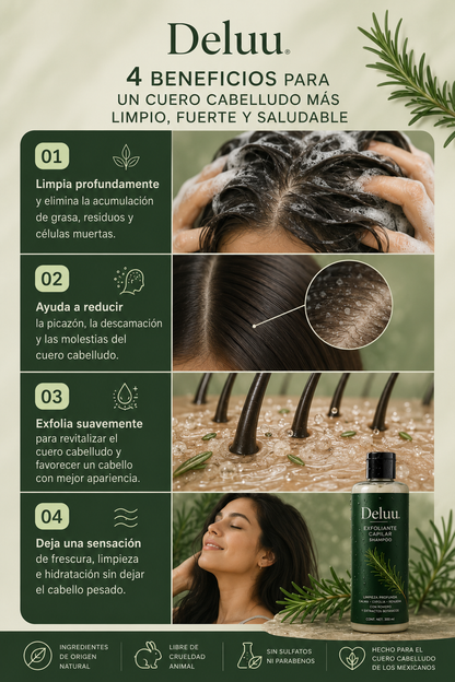 Shampoo Exfoliante Capilar Deluu
