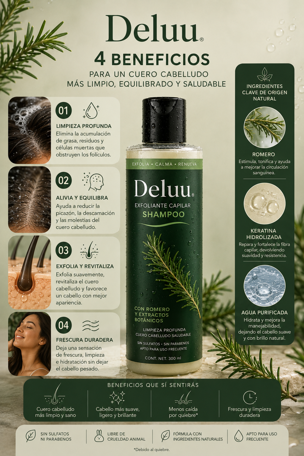 Shampoo Exfoliante Capilar Deluu
