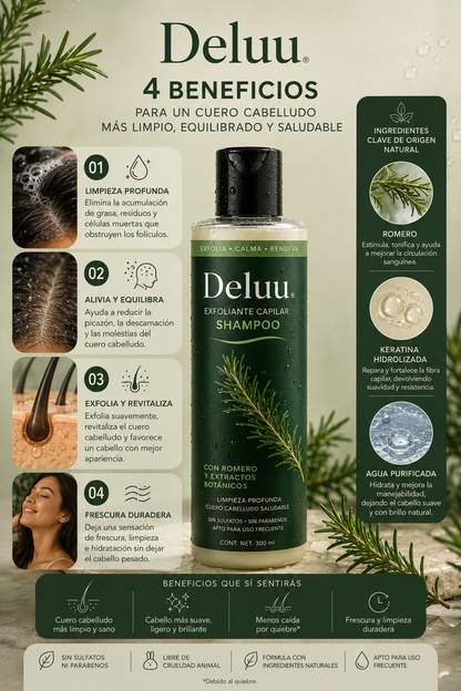Shampoo Exfoliante Capilar Deluu